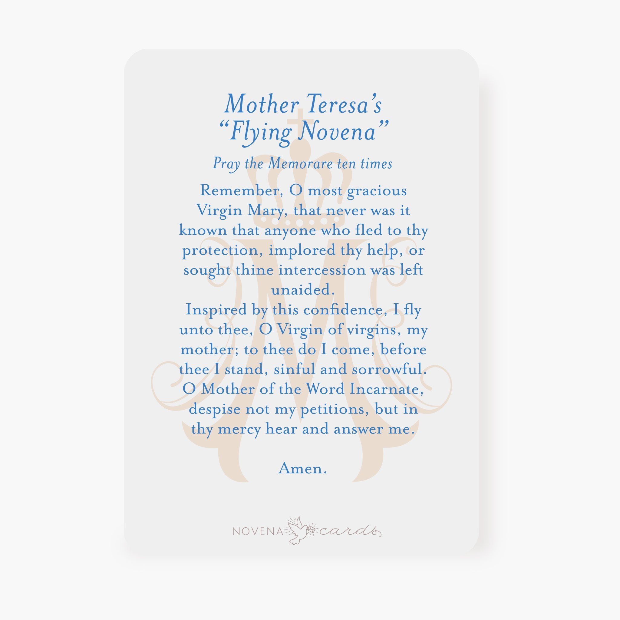 St. Teresa of Calcutta Prayer Card Arch Design Memorare Prayer Cards Crossroads Collective